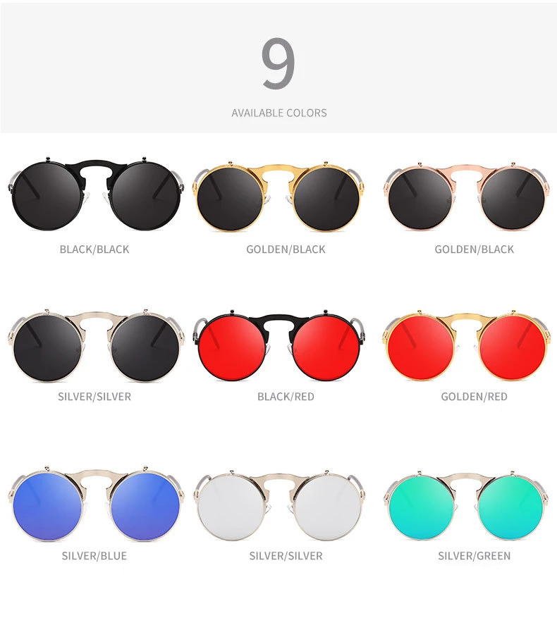 Солнцезащитные очки в стиле ретро, стимпанк, мужские и женские брендовые дизайнерские черные готические панк Круглые Солнцезащитные очки для мужчин, винтажные UV400