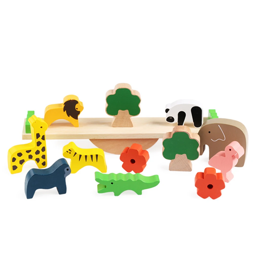 Животные балансная пластина деревянные животные безопасный материал начало способность практика многоцветный баланс Конструкторы Kidsroom