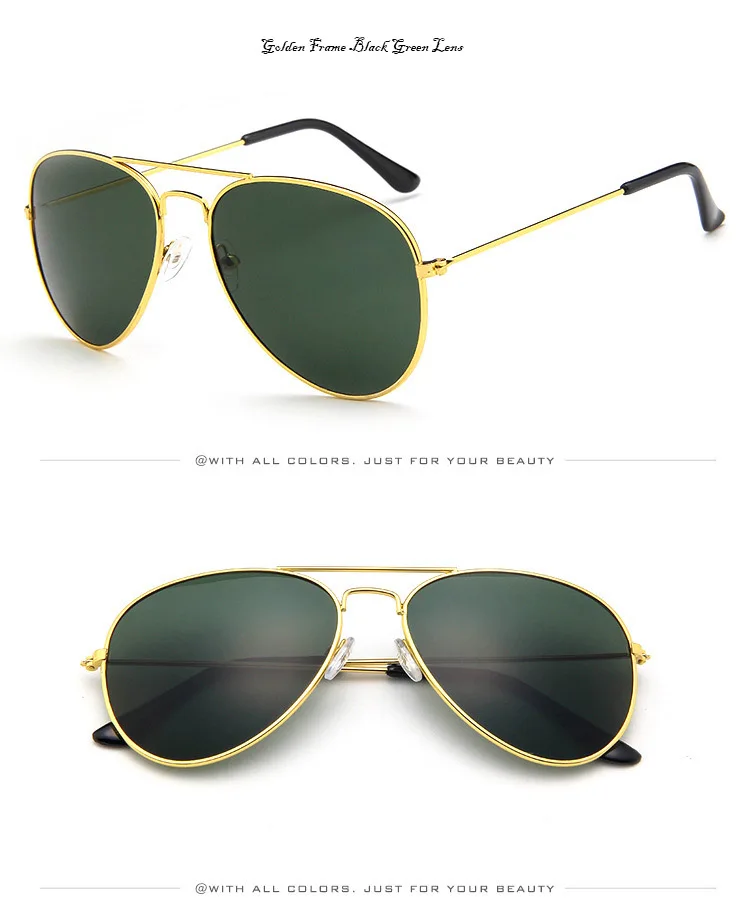 golden frame black green lens