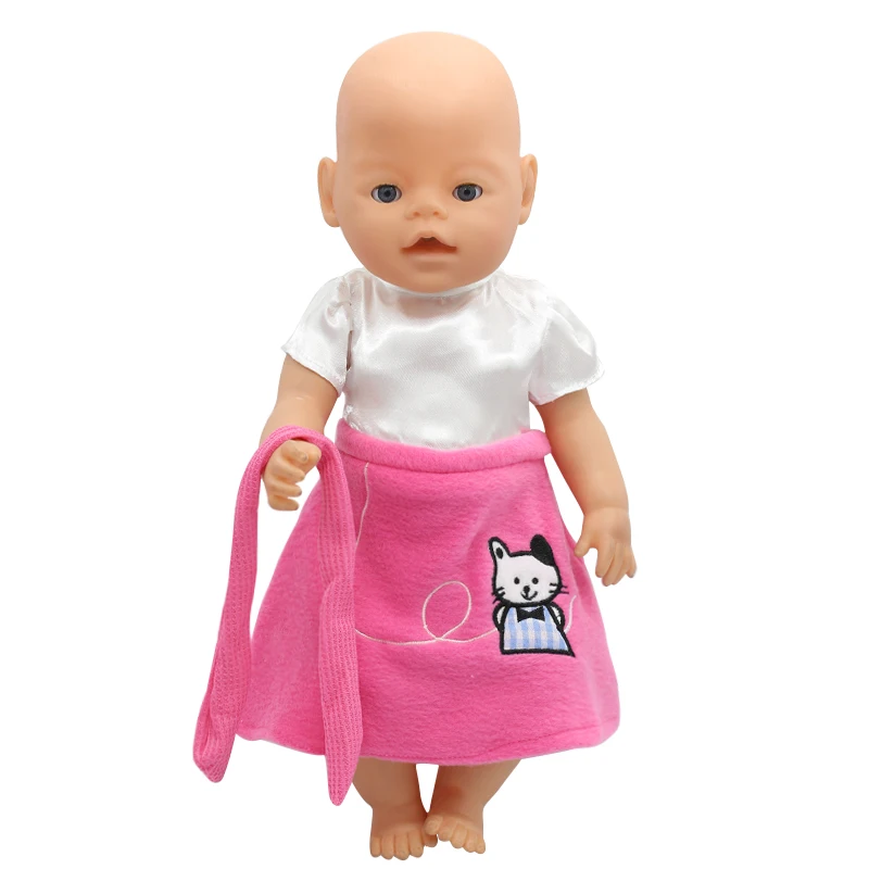 Baby Doll Clothes Little Lucky Cat Pattern Skirt Suit Fit 43cm Baby