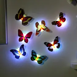 Бабочка светодио дный светодиодный ночник изменение цвета свет лампы красивый дом декоративные настенные ночники наклейки на стену
