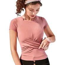 Женская Мягкая однотонная Тонкая нить ткань с коротким рукавом, удобные рубашки Dri Fit