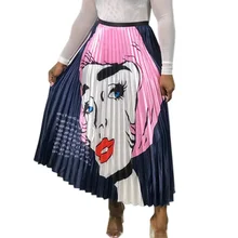 Летние винтажные забавные женские Юбки-миди с рисунком животных в полоску с высокой талией, Плиссированные Юбки-миди, Повседневная модная пляжная юбка