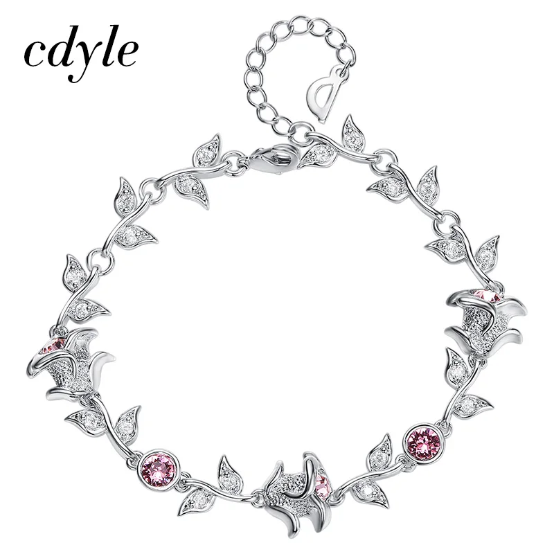 Cdyle Crystals from Swarovski Bracelets Women Bracelet For Women Bangle Austrian Rhinestone Fashion Jewelry Elegant Rose New