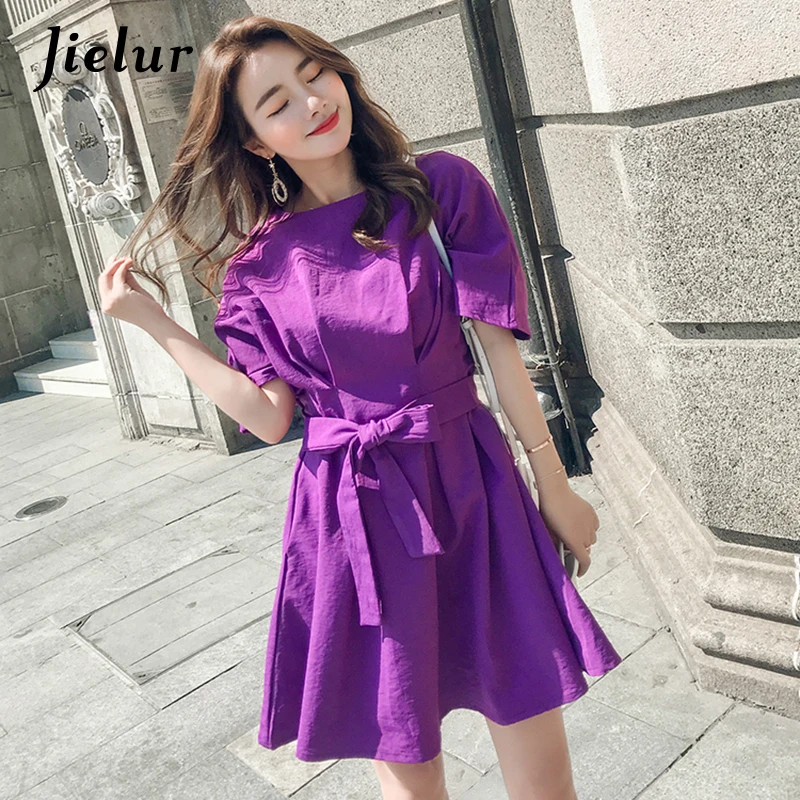 Jielur 2019 новые летние с рукавами летучая мышь в Корейском стиле платье женский