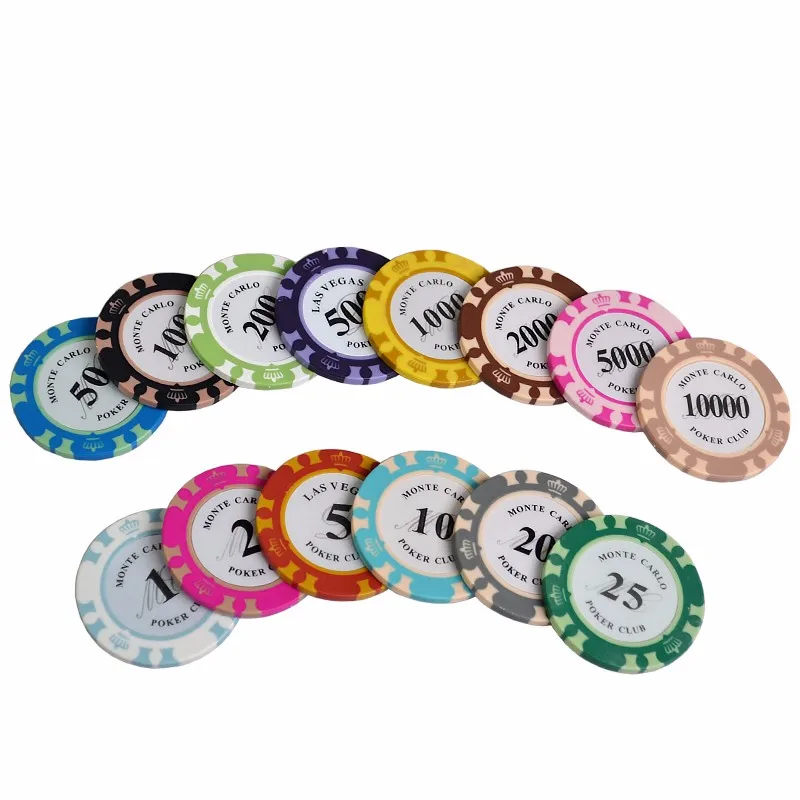 100 шт Монте Карло дизайн высококачественные для игры в покер фишки 14 г глина/железо/Abs фишки казино техасский холдем покер Crowne фишки