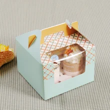 10 шт. 15,5 см* 15,5 см* 11 см печатный складной торт для маффинов кексов 4 слота упаковочная коробка печатная коробка с ручкой
