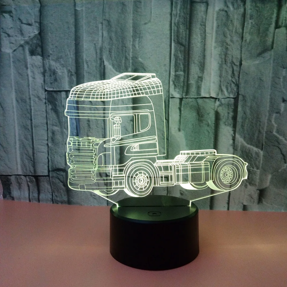 Новый креативный 3d ночник для грузовика акриловый Usb светильник настольной