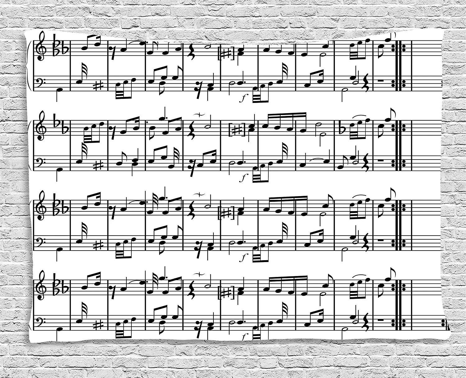 Music Decor Tapestry Musical Notes On The Clef Illustration