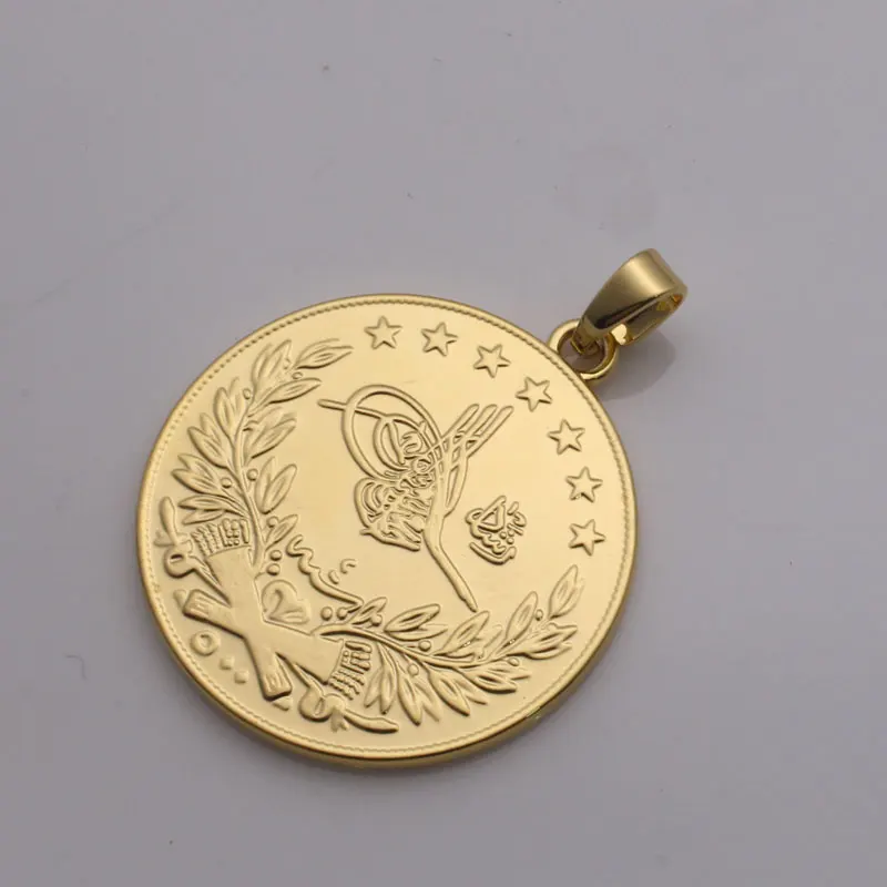 ZKD исламский, арабский монета золотого цвета индейки МОНЕТЫ кулон ожерелье мусульманские османские монеты ювелирные изделия