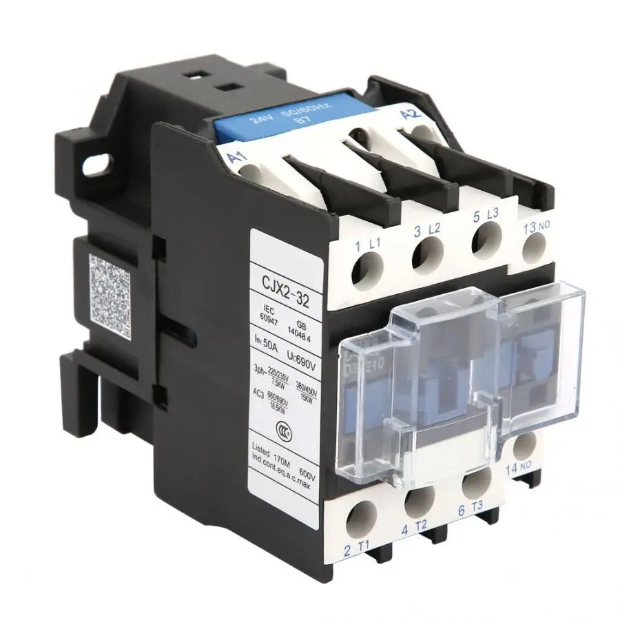 AC Contactor CJX2-3210 High Sensitivity Industrial Electric 32A 24VDC