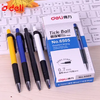 

Deli 12Pcs/lot Ballpoint Pen 0.7mm Blue Ink Classic Office Accessories Pens Stationery Canetas Escolar Material School Supplies