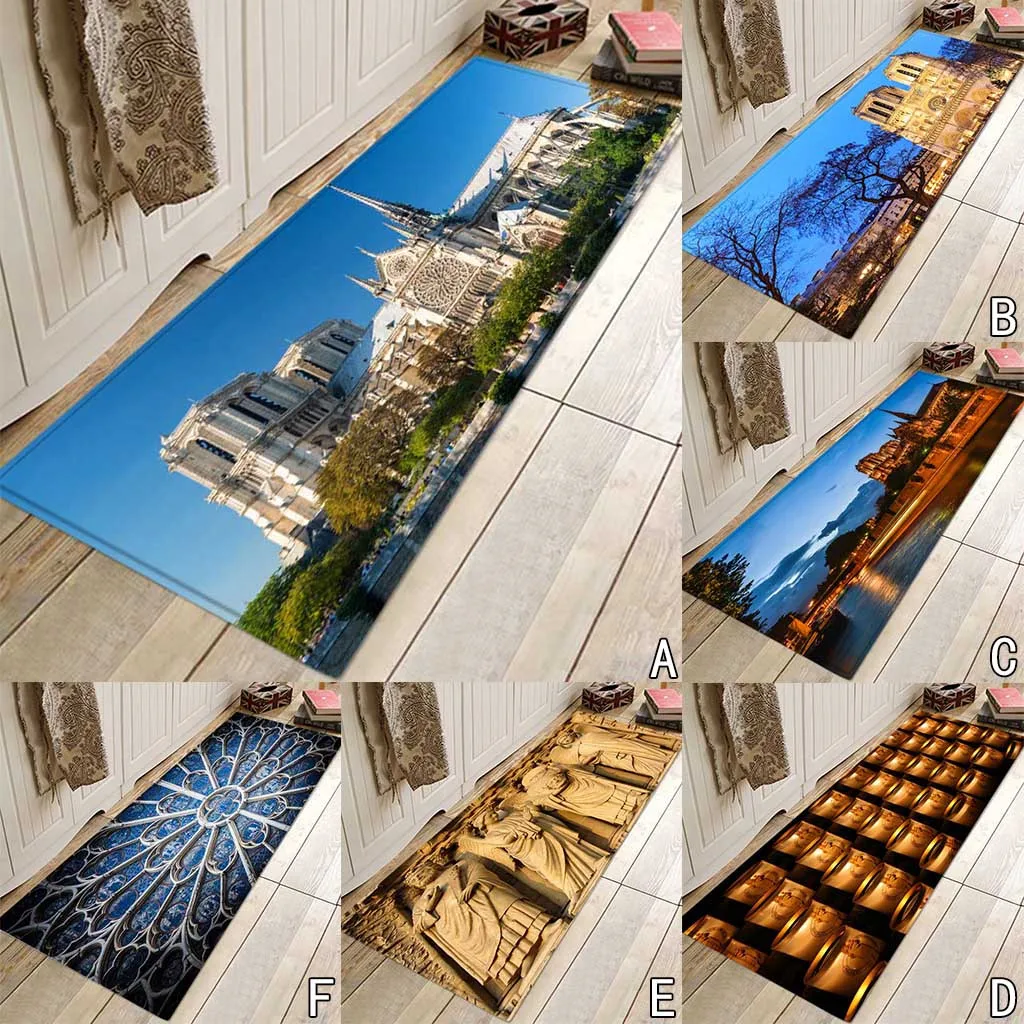 

carpet for living room modern carpet kitchen 3d Notre Dame de Paris Pattern Square Area Rug Kitchen Bathroom 40X120CM L0531