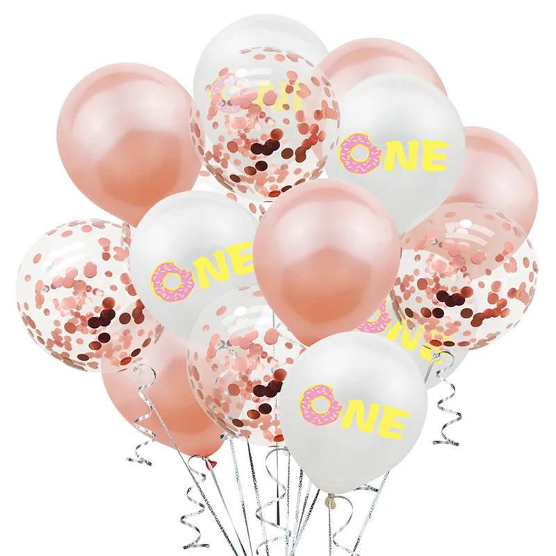 

First Birthday Latex Balloons Decoration Boy Girl Donut One Foil Ballons Kids 1st Birthday Confetti Balloon Party Supplies