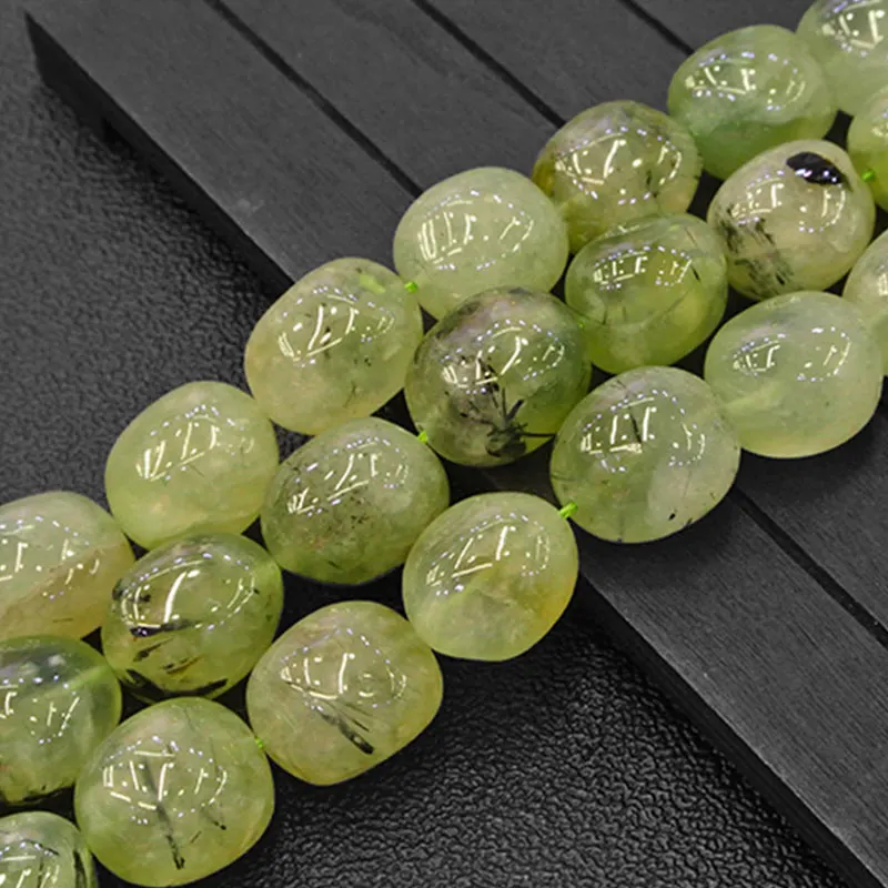 

Natural Green Prehnites Stone Beads Freefrom Potato Loose DIY Beads For Jewelry Making Beads Accessories 15'' Women Men Gift