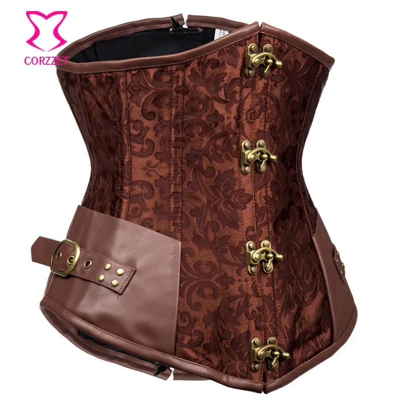 Brown-Steel-Boned-Corset-Underbust-Corsetto-Steampunk-Clothing-Women-Plus-Size-Corsets-and-Bustiers-Gothic-Corselet (1)