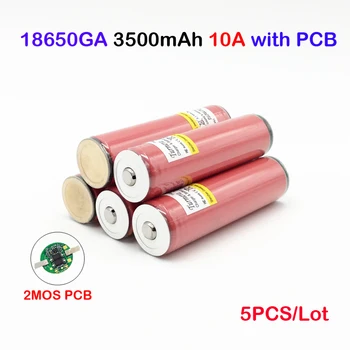 

ncr18650ga 3500mah for ncr18650ga 5pcs in a lot 18650 Battery protected 3.6V 10A Flat Top Rechargeable Batteries ja11
