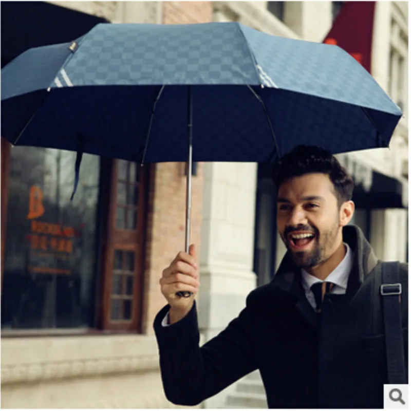 Полностью автоматический зонт синий складной для мужчин|fully automatic umbrella|automatic