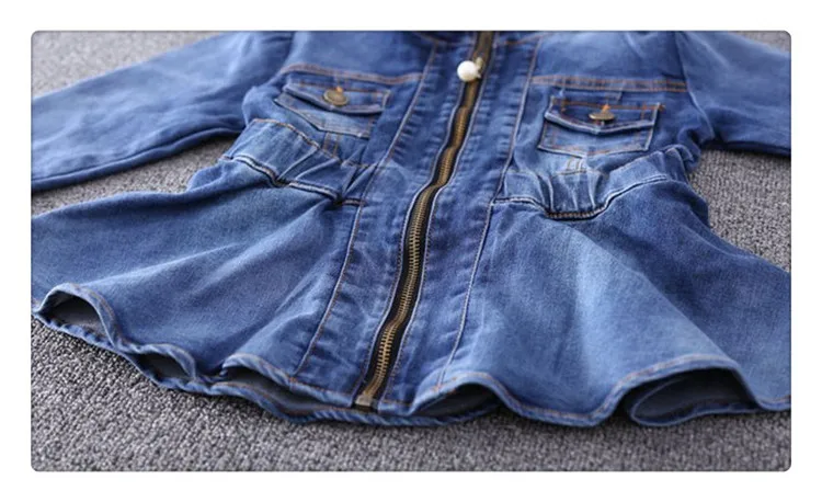 Drop shipping children jackets girl kids denim jacket 2 4 6 8 years old fashion jackets for girls long sleeve spring coat (5)