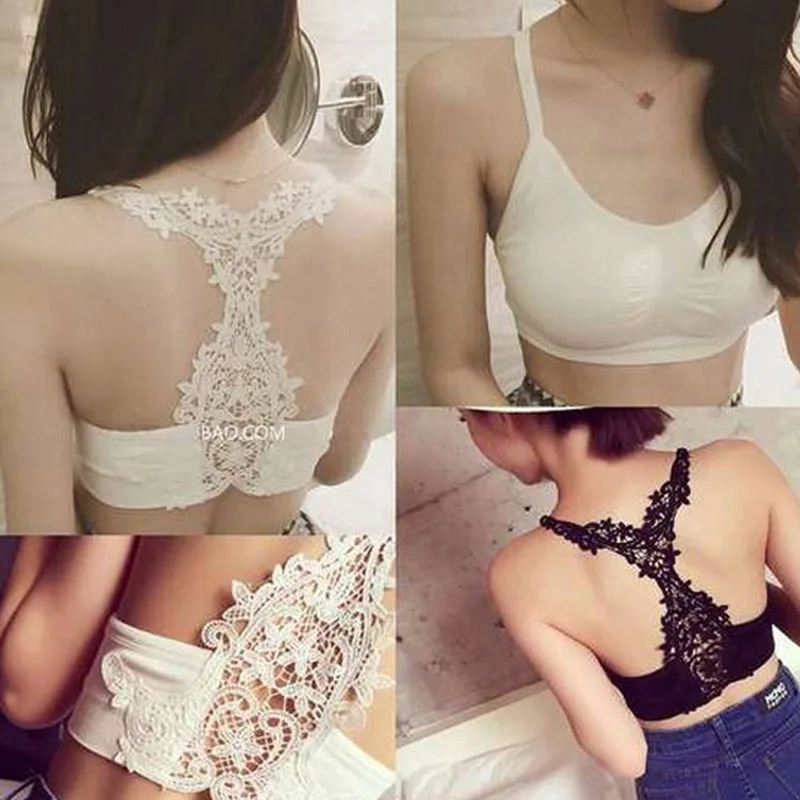 Women Comfortable Lace Crop Top Cropped Vest Underwear Bra Bustier S72