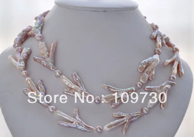 

Jewelry 001932 40mm LAVENDER BAROQUE chicken toe round freshwater PEARL NECKLACE