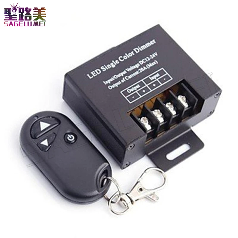 

30A Single Channel LED Dimmer Controller DC12-24V with 3Key Wirelss RF Remote Control for Single Color 5050 3528 LED Striplight