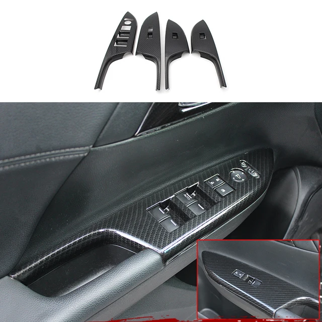 Carbon Fiber Color Door Window Lift Panel Cover Trim Fit For Honda