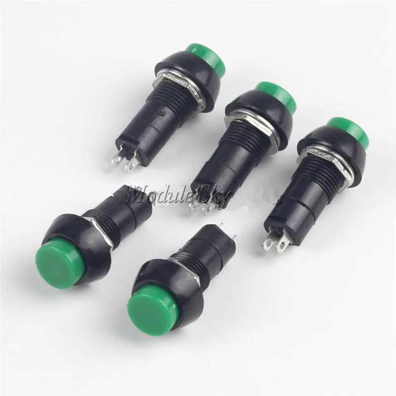 

5PCS 12mm 3A 250V Green Push Button Switch PBS-11B No Self-Lock ON/OFF Lock