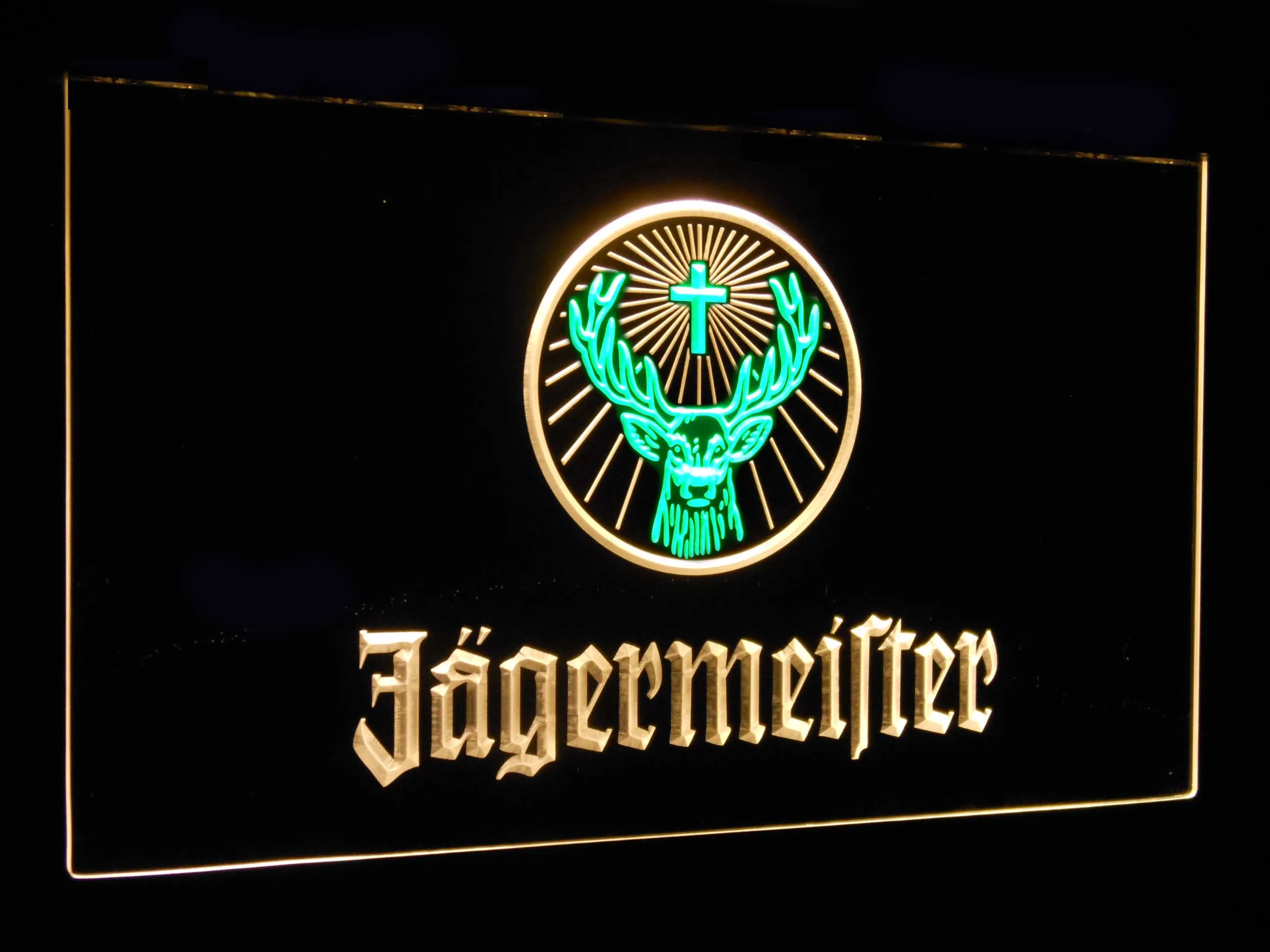 Jagermeister голова оленя двойной цвет светодиодный неоновый светильник вывески st6-a0288 - Цвет: Green and Yellow