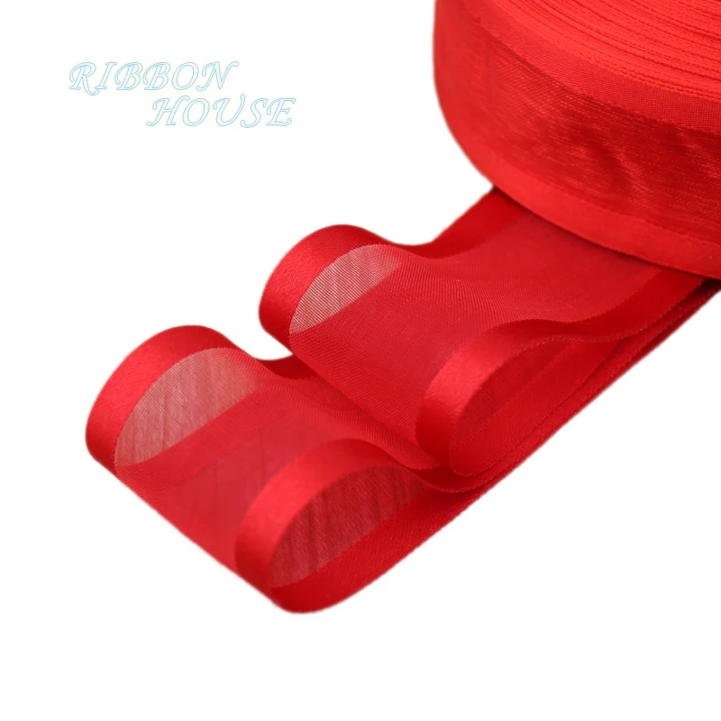 Buy 40mm Red broadside organza ribbons wholesale gift wrapping decoration