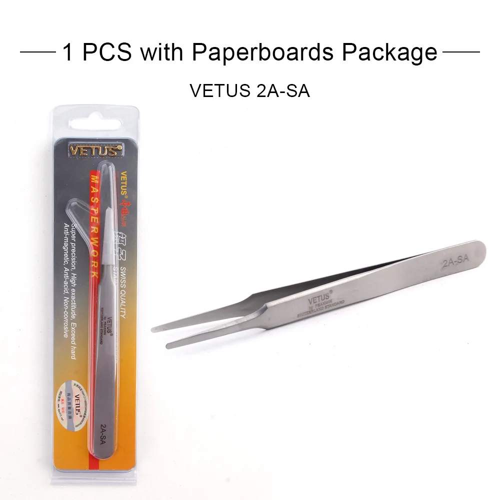 VETUS 6A-SA Пинцет для наращивания ресниц из нержавеющей стали прецизионный Пинцет для объемных ресниц плоскогубцы инструмент для макияжа пинцет - Длина: 2A-SA Paperboards
