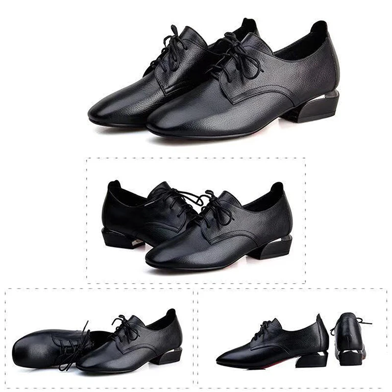 Zanpace Spring Women Boots 2019 Leather Ankle Boots High Heels Autumn Women Shoes Casual Flat with Boots Square Toe Black Boots