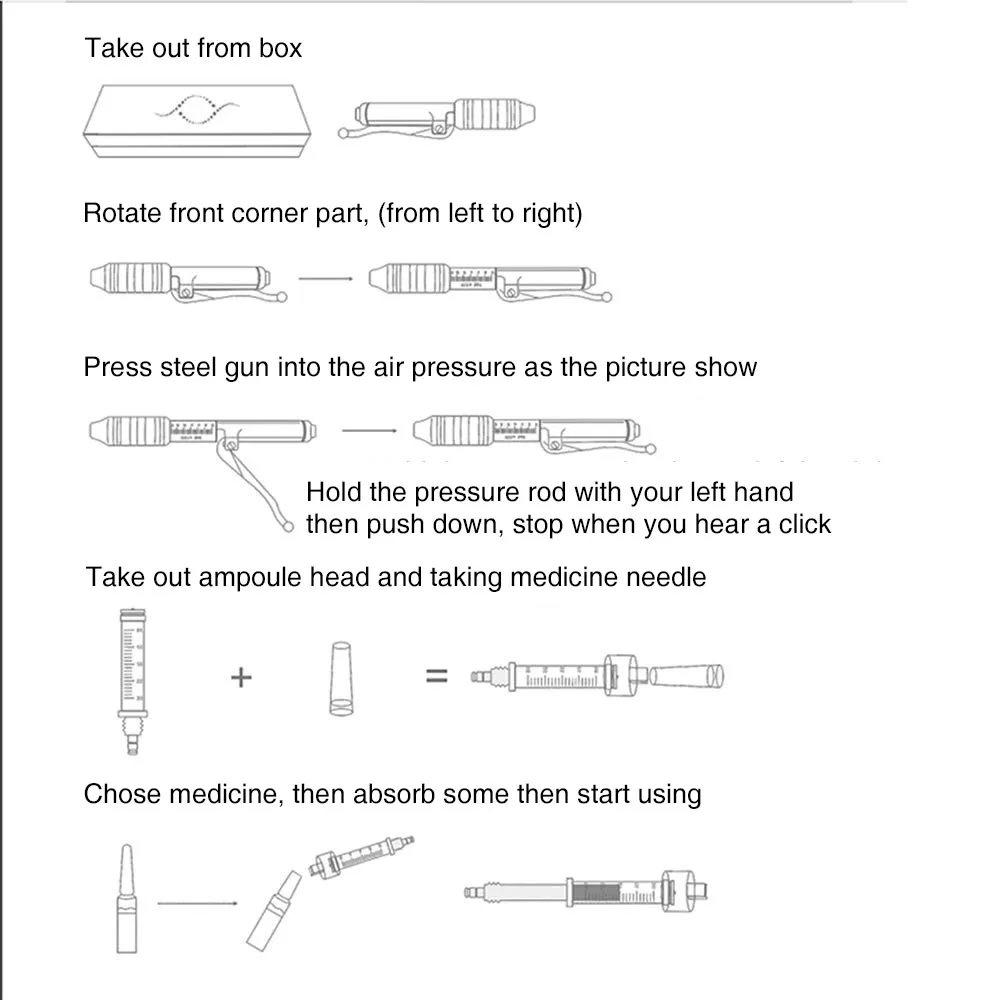 Гиалуроновая ручка для инъекций Гиалуроновый пистолет распылитель гиалуроновая ручка для удаления морщин шприц для воды иглы для ухода за кожей Инструменты для красоты