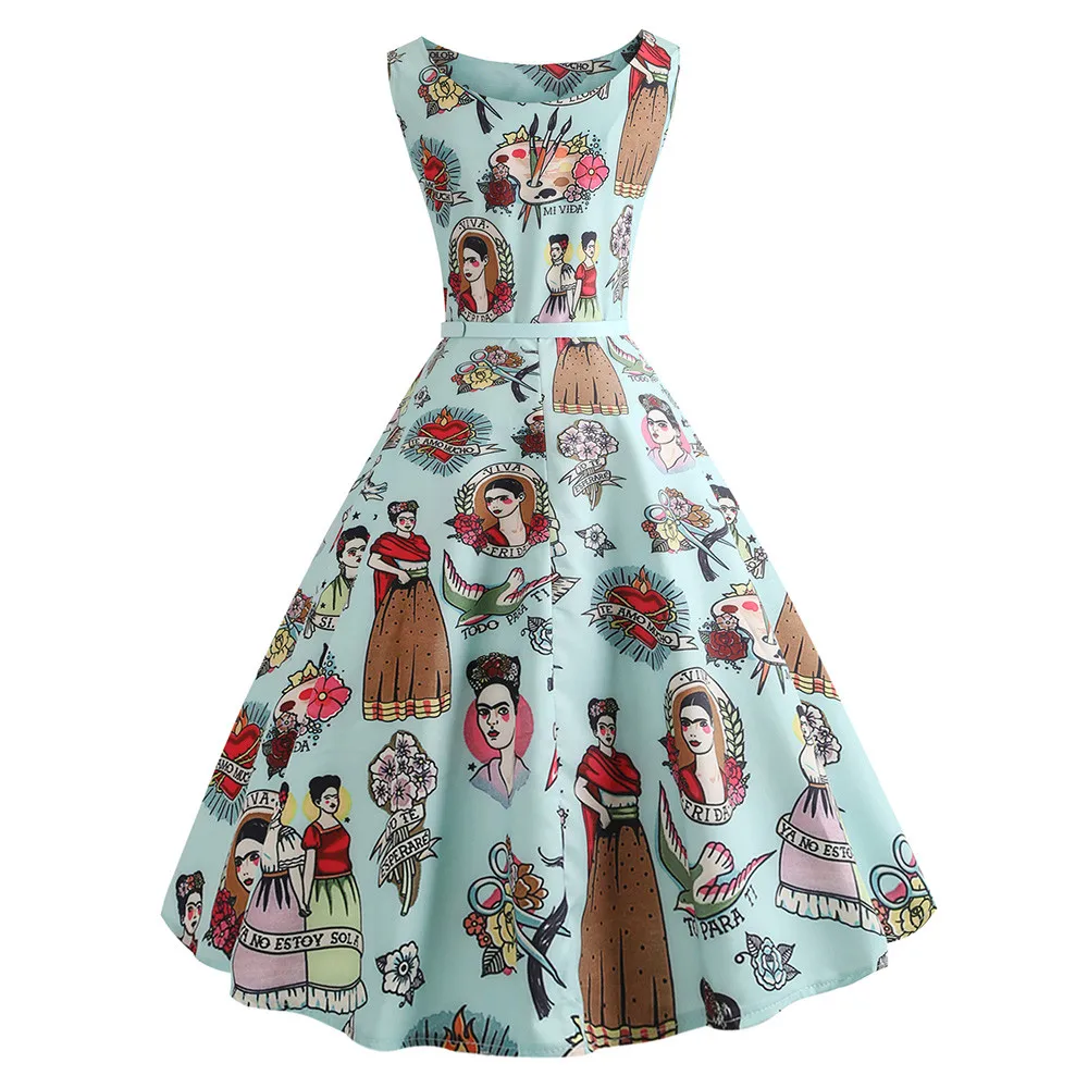 Летние женские платья, повседневные, цветочные, Ретро стиль, 50s 60s Robe Rockabilly Swing Pinup Vestidos, вечерние платья на День святого Валентина