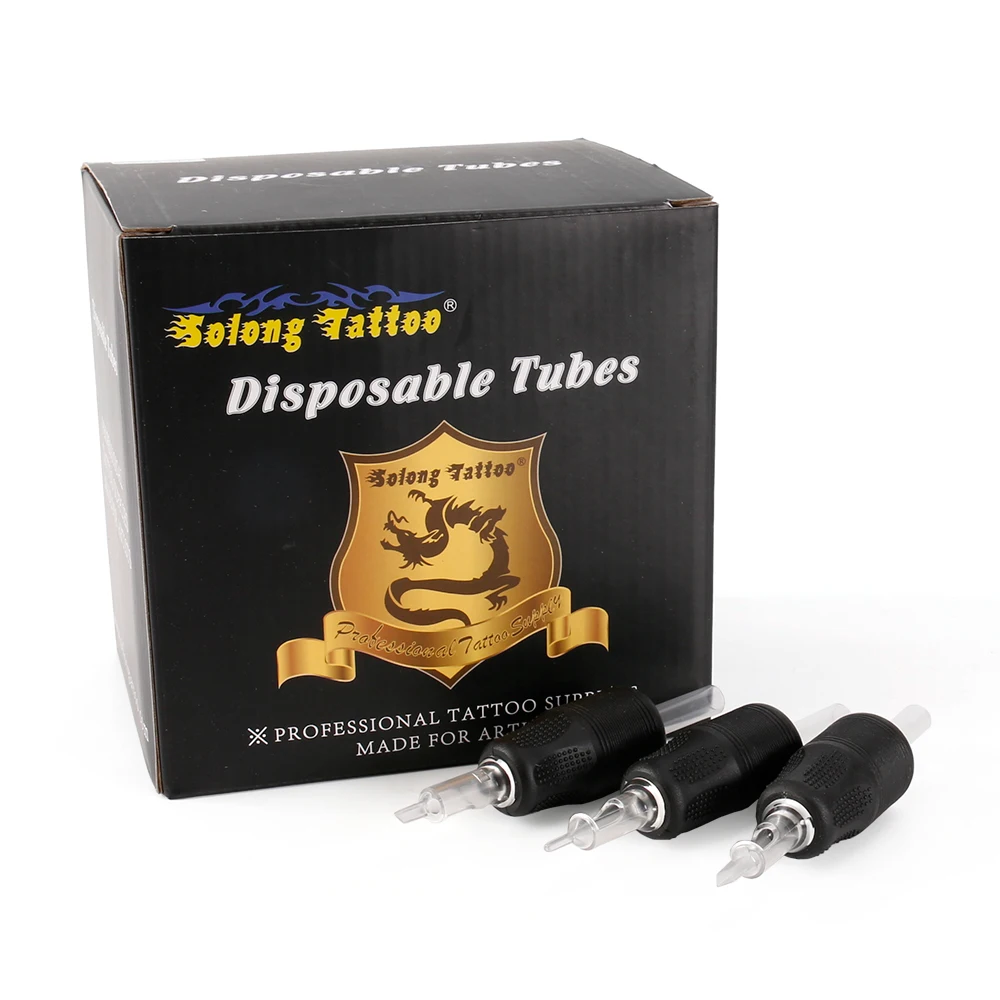 

Solong 20pcs Sterilized Disposable Tattoo Tube Rubber Soft Black Grip For Tattoo Equipment Machine Supplies 1" 25MM G504A