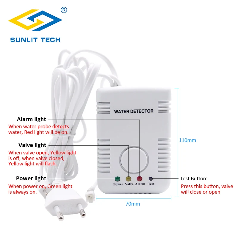  Home Smart Water Leakage Detector with Automatic Water Shut Off Valve DN15 for Home Kitchen Securit - 4000233020112