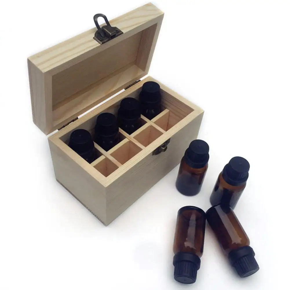 8 Compartments Eco friendly Solid Wood Essential Oil Bottle Storage Box
