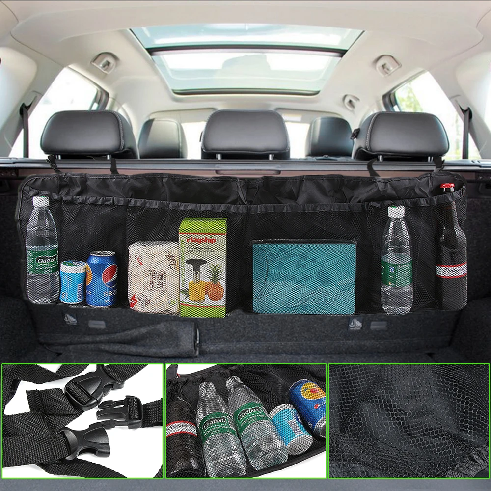 

Black Car Trunk Organizer Backseat Storage Bag Seat Hanging Pocket Universal Automobiles Stowing Tidying Interior Accessories