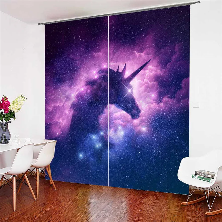 

3D Window Curtains Cartoon Unicorn Print for Living Room Bedding Room Home Decor Tapestry Wall Carpet Drapes Cotinas #DJS86