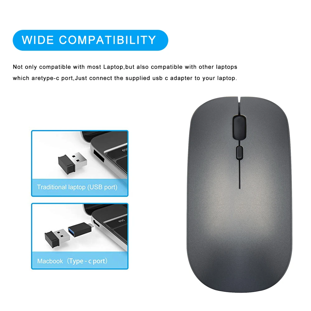 

Bluetooth Wireless Mouse Silent PC Maus Raton Rechargeable Muis Ergonomic Mause USB Type C Optical Mice For Laptop Computer