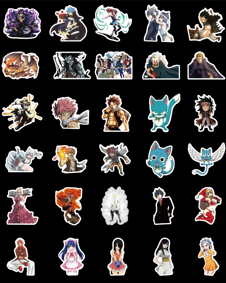 50Pcs Classic Japanese Anime Fairy Tail Sticker For Bike Motorcycle Skateboard Guitar Laptop Luggage Graffiti Sticker