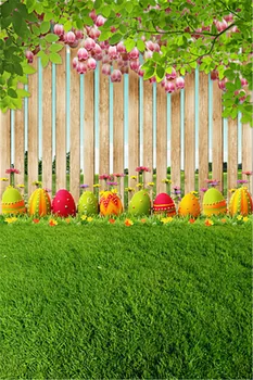 

New Spring Easter Color Eggs Photography Background Fences Green Screen Photography Backdrops Backgrounds for Photo Studio Props