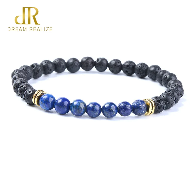

DR 7 Chakra Original 6MM Gemstone Bracelets for Women Natural Stone Volcanic Lapis Lazuli Citrine Volcanic Rock Bracelet Crystal