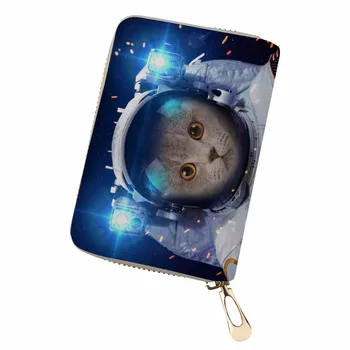 

Noisydesigns Slim Wallet Pochette Surprise Double Open Business Card Planet The space cat bag cute card holder creditcard holder