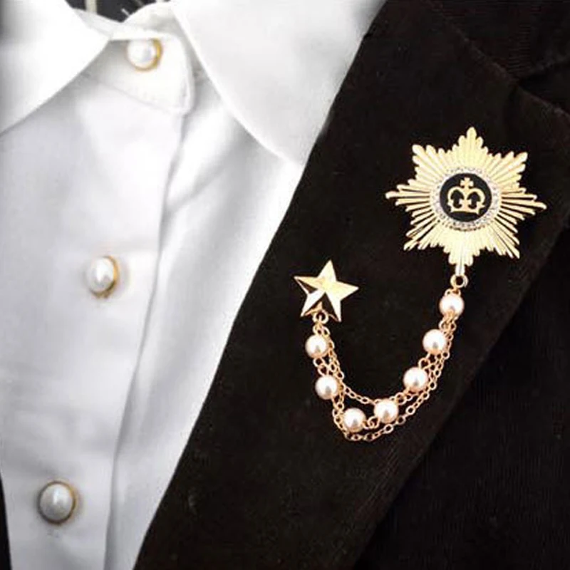 New Men's Party Business Style Star Brooch Suits Collar Lapel Pins