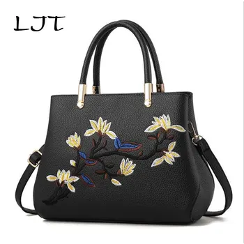 

LJT Sweet Ladies Temperament Handbag Fine Embroidery Messenger Shoulder bag Chinese Style Luxury Handbags Women Bags Designer