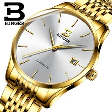 Relógio de Homens de Luxo Da Marca suíça BINGER Relógios relogio Masculino Automático Mecânica Mens Relógios Safira Movimento Japão B5075M9