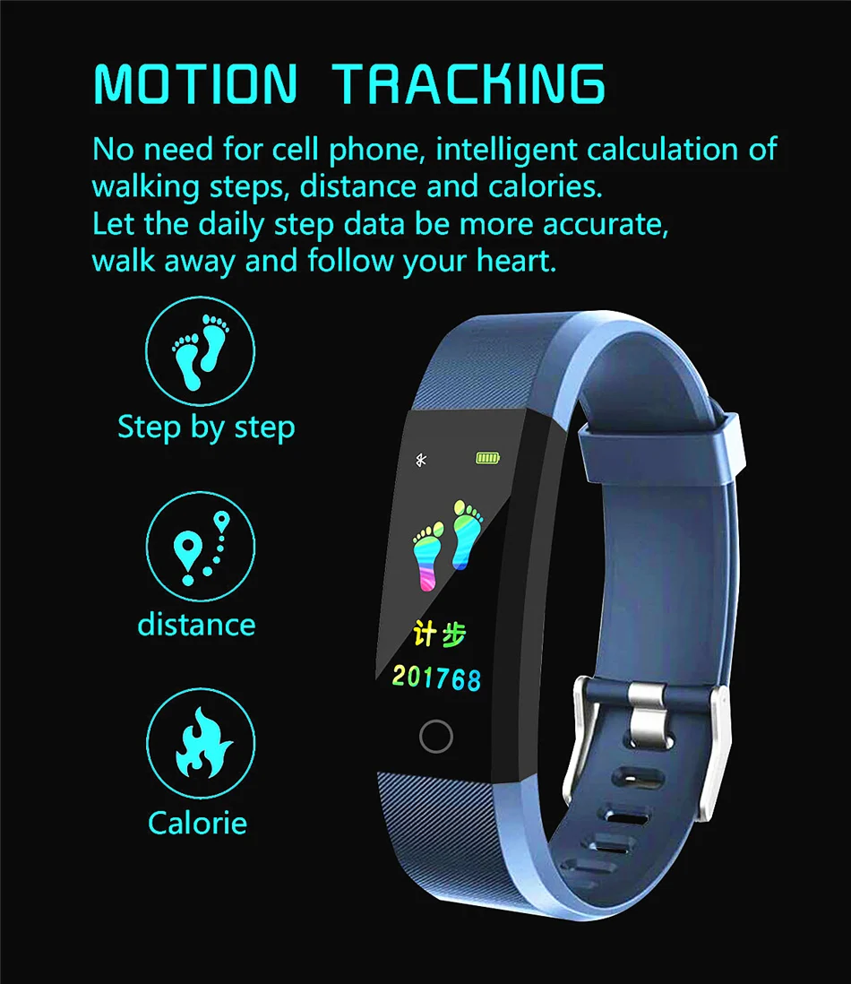 Fitness Tracker bracelet pressure measurement pedometer Smart band Heart rate monitor IP68 Waterproof smartwatch For Android ios xiaomi band 05