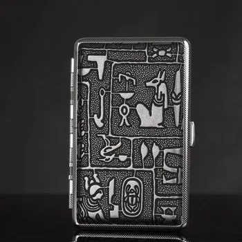 

20 Slim Cigarette Retro Delicate Pattern Leather Men Slim Cigarette Case Waterproof Cigarette Box Portable Smoker Tools