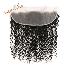 ANGEL GRACE волосы бразильские глубокая волна 13x4 кружева Фронтальная свободная средняя часть человеческих волос натуральные цветные волосы Реми уха до уха фронтальная